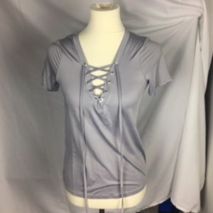 Lace Up Grey Top - New
